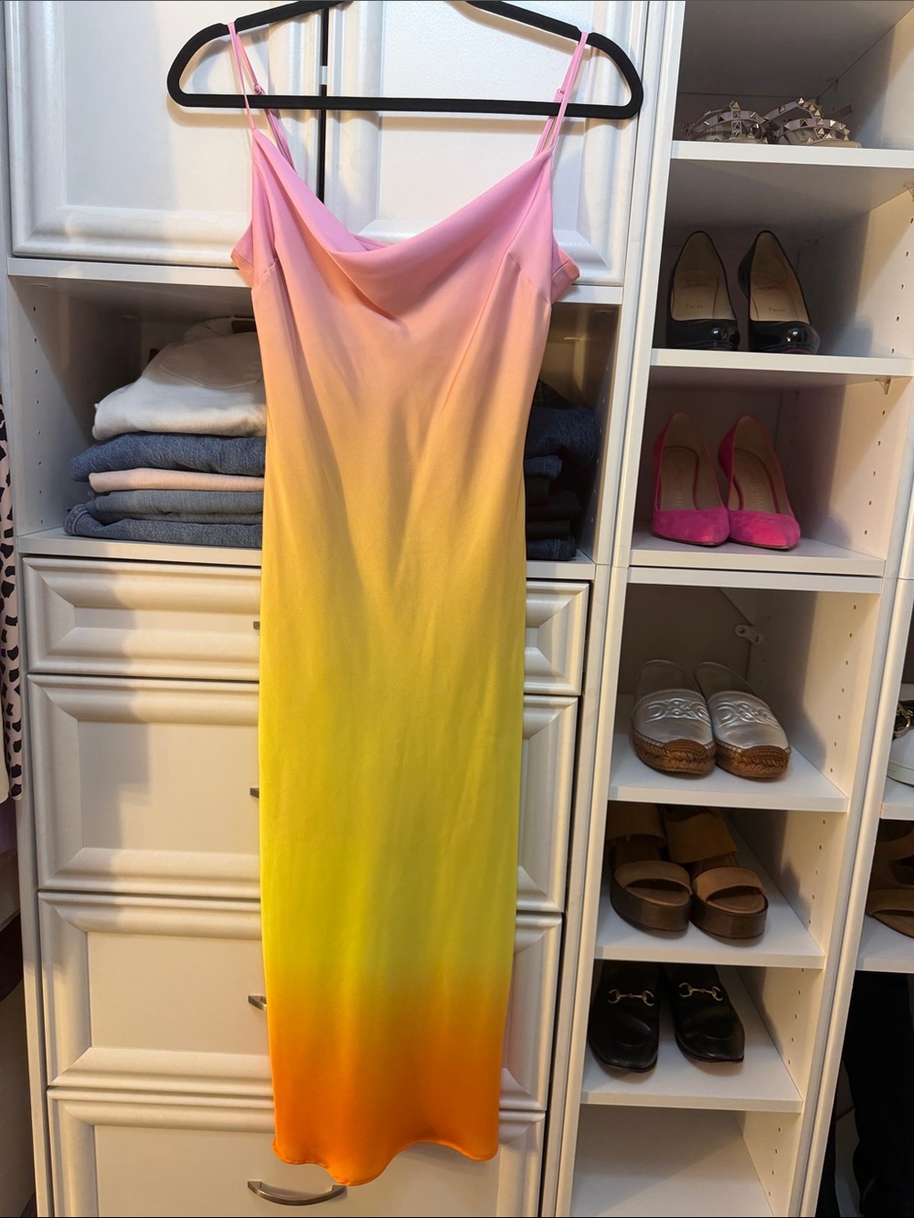 Express Ombre Slip Maxi Dress in Pink, Yellow & Orange